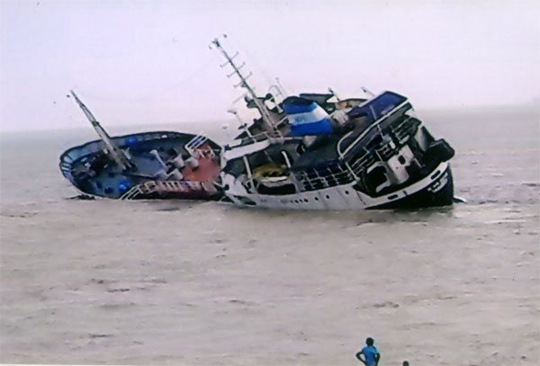 The capsized Myan-Aung