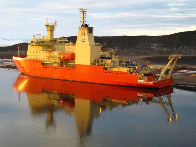 The R/V Nathaniel B. Palmer in Antarctica in 2011.