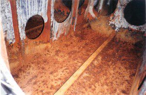rusty ship ballast tank
