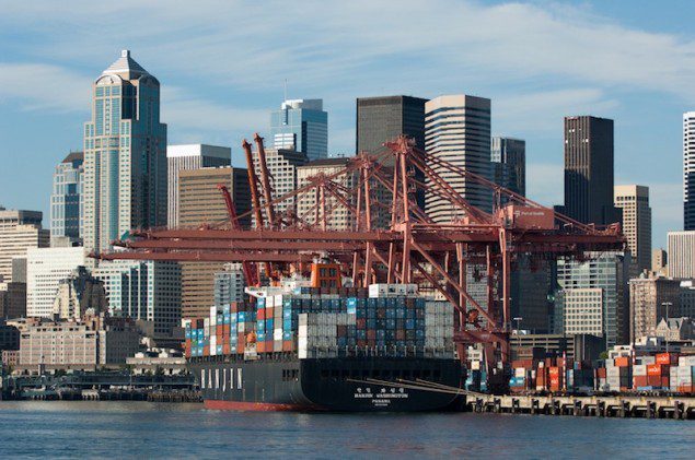File photo of a Hanjin containership at the Port of Seattle. Image credit: Port of Seattle/Don Wilson